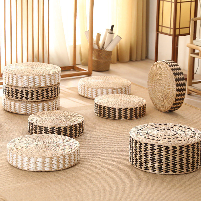 田园风草编手工编织蒲团坐垫圆形加厚家用飘窗榻榻米垫子坐垫日&Y