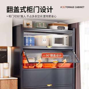 家用新款厨房置物架橱柜钢制多层加厚碗柜加高储物柜微波炉收纳柜