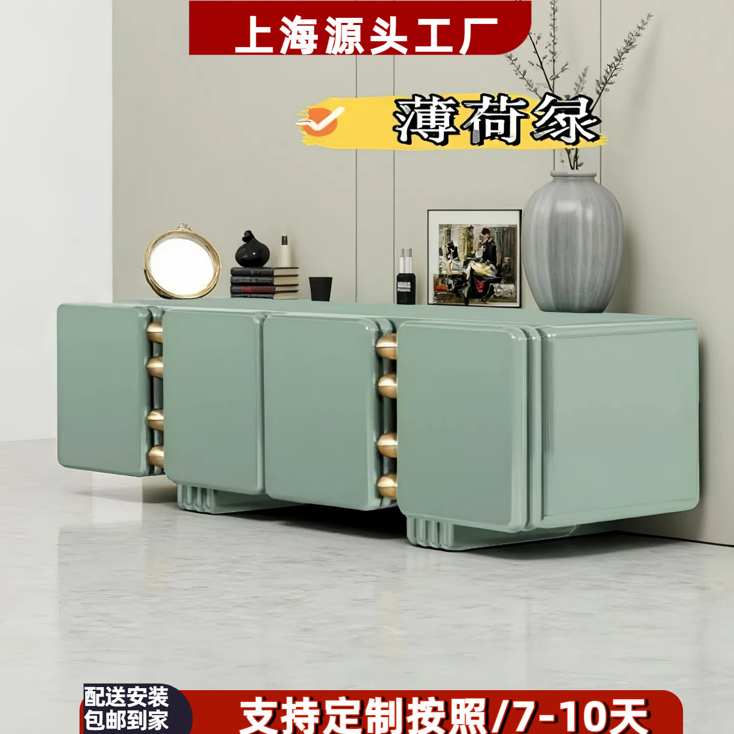 酒红色烤漆餐边柜实木入户玄关柜设计师客厅装饰储物柜边柜整装