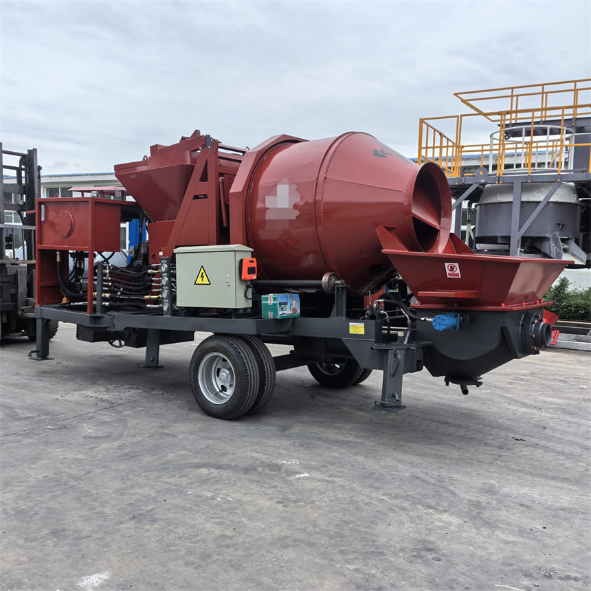 供应混凝土拖泵搅拌一体机 翻斗式滚筒打浆自动搅拌设备