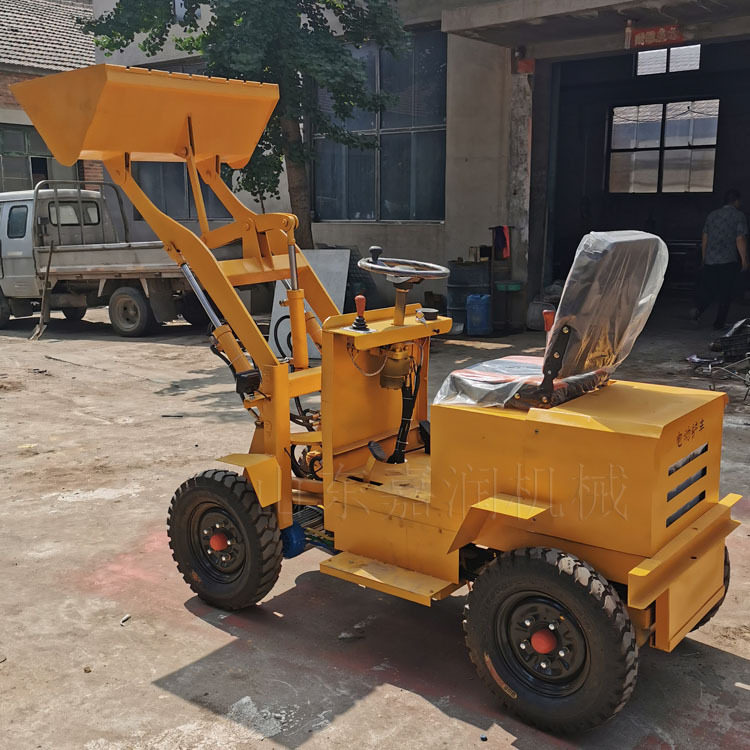 轮式电动四驱装载机 小型建筑工地铲车抓木机两用 农用卸载设备