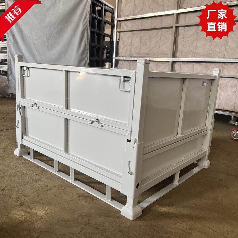 折叠铁屑零件框废料箱金属周转箱钢制周转箱工业铁箱重型料箱车间