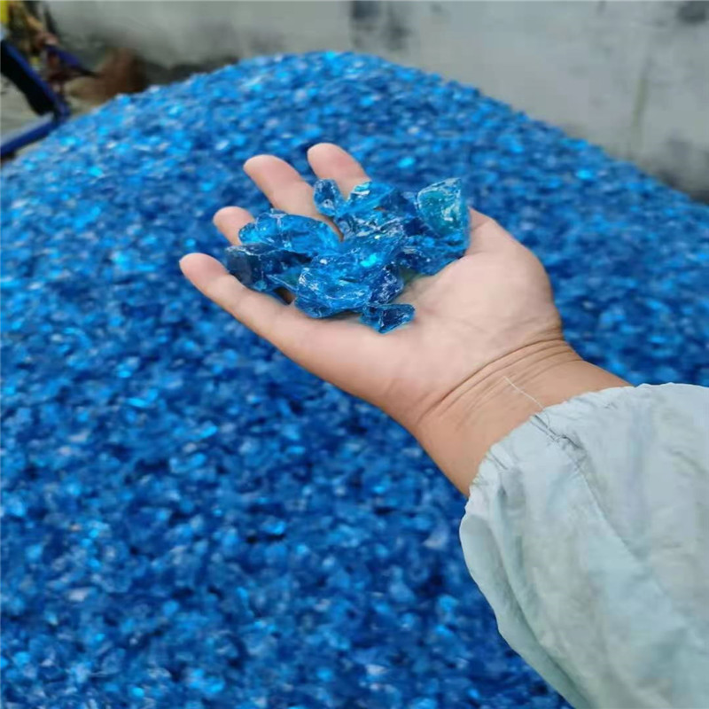 厂家供应彩色透明玻璃块园艺水族喷砂微景观水晶玻璃砂大块玻璃石
