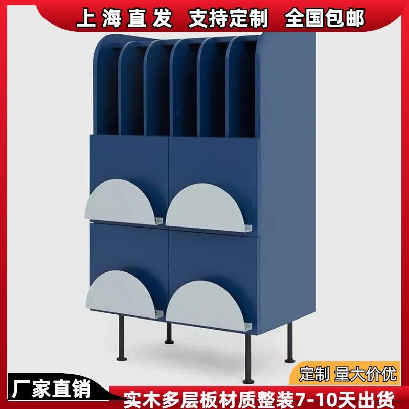 北欧烤漆网红餐边柜灰色双门书柜创意艺术储物柜灰色收纳酒柜包邮