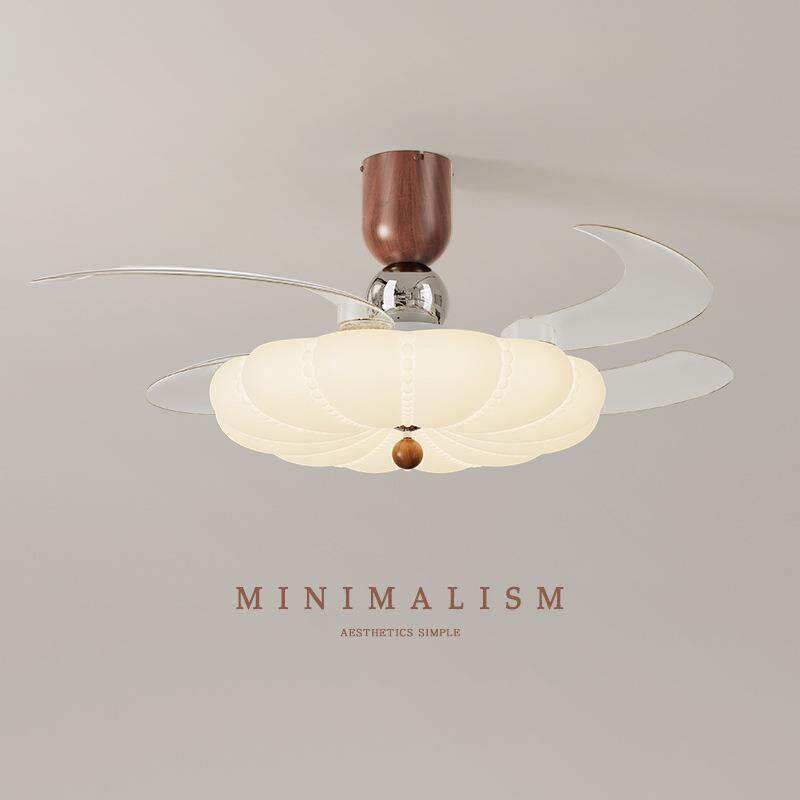 法式奶油风卧室风扇灯2026新款云朵隐形静音中古客厅餐厅吊扇灯具