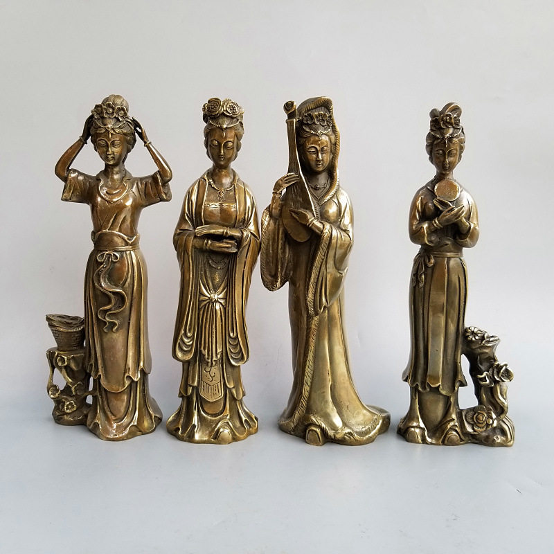 铜四大美女铜像王昭君杨玉环貂蝉西施铜器铜雕工艺品摆件