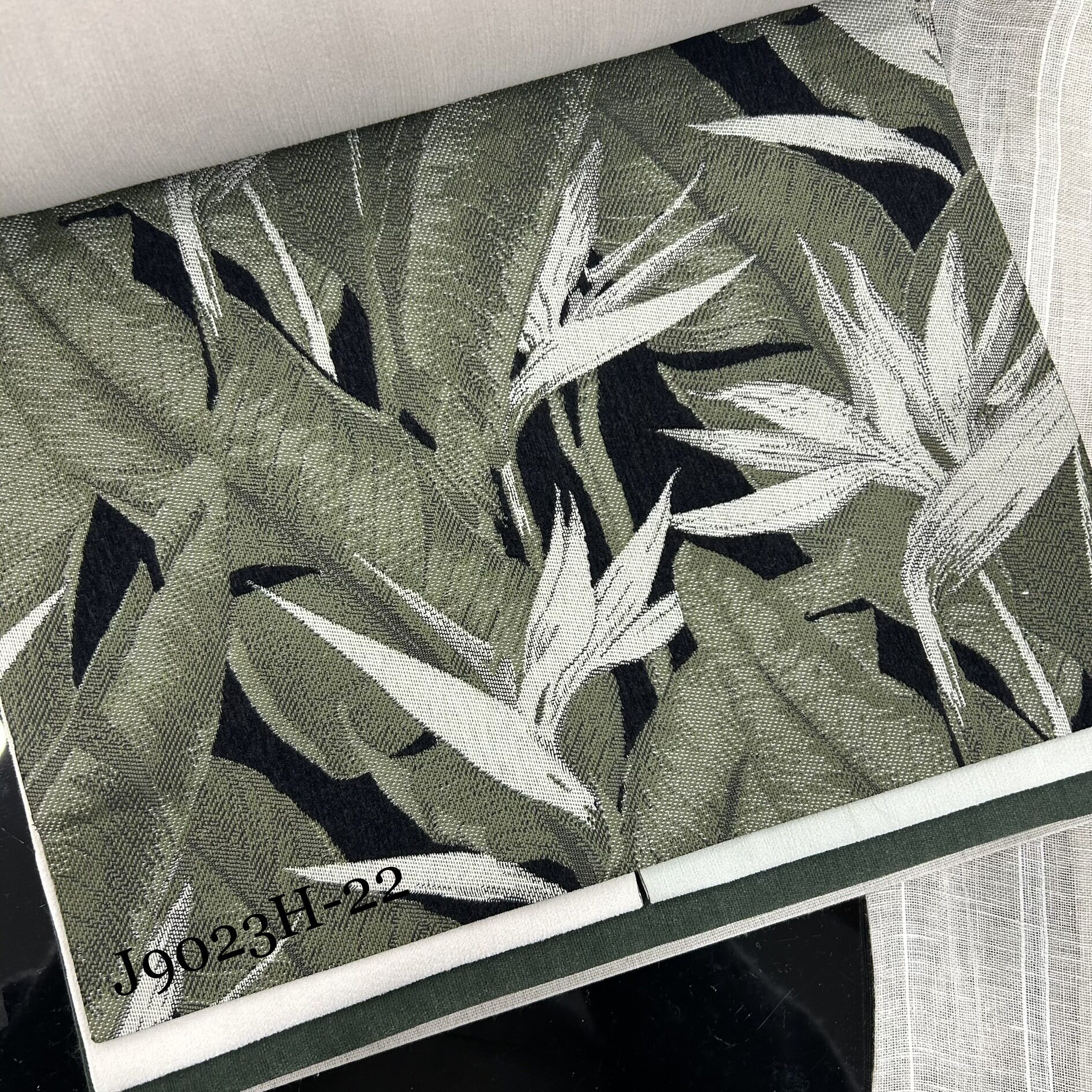 门幅280cm雪尼尔提花绿色植物美式乡村提花花布面料