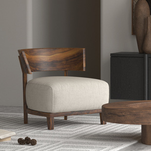 现代中古风沙发实木简约单人沙发休闲椅民宿酒酒店客房休闲沙发椅