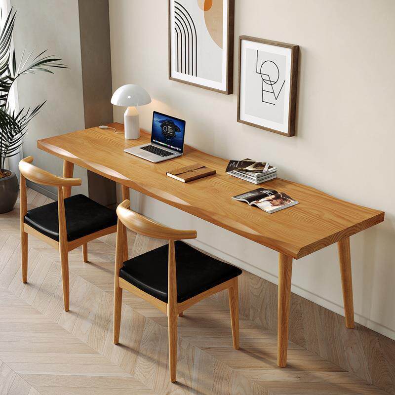 北欧全实木电脑桌家用卧室写字桌靠墙长条桌学生双人书桌办公桌子
