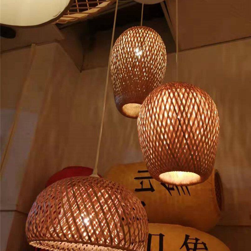 新中式竹编田园艺术吊灯中式吊灯竹艺竹编田园餐厅饭店卧室阳台灯