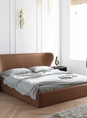 意式极简蝴蝶床现代简约主卧.双人床北欧轻奢Papilio皮艺床卧室