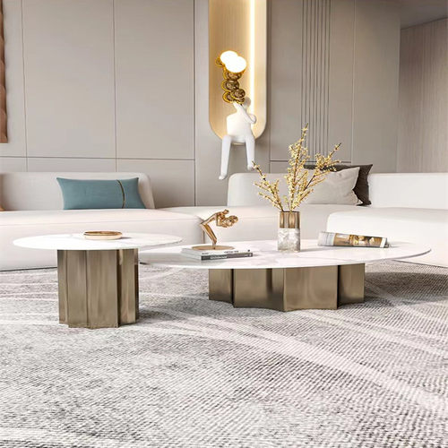 轻奢奢石岩板茶几现代简约意式家用客厅高级设计大小组合茶桌新款