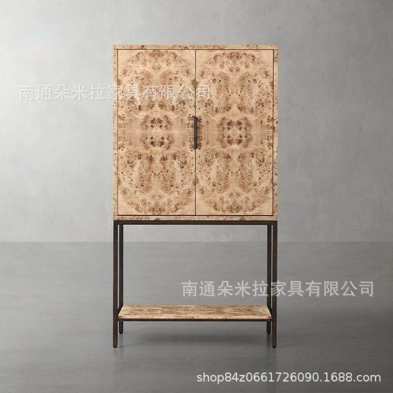 美式乡村酒柜客厅2026新款靠墙树瘤皮柜法式复古餐边柜