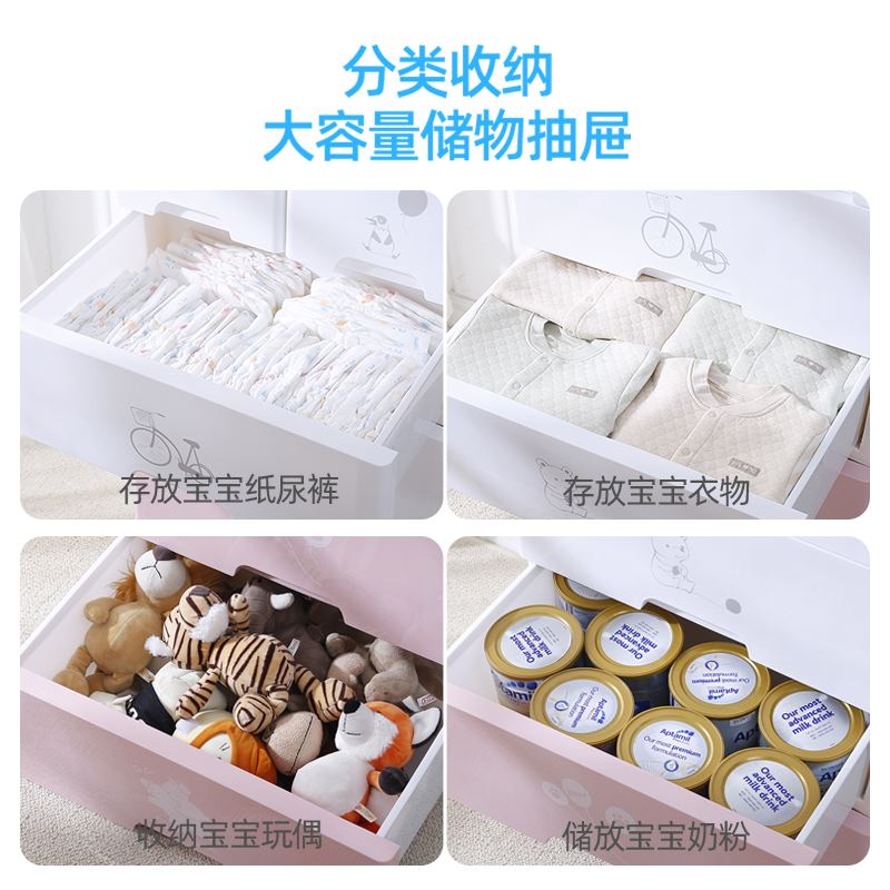 加厚抽屉式收纳柜子儿童塑料衣橱柜宝宝组合储物柜带锁五斗柜