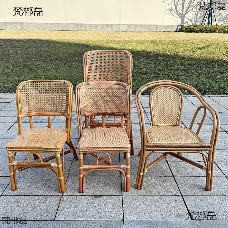 真藤编织椅休闲椅单人小椅儿童椅学习椅家用餐椅纳凉阳台户外