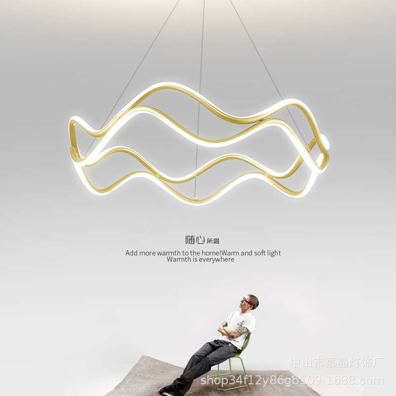 客厅吊灯现代简约北欧轻奢风餐厅吊线灯大气圆环LED书房卧室灯具