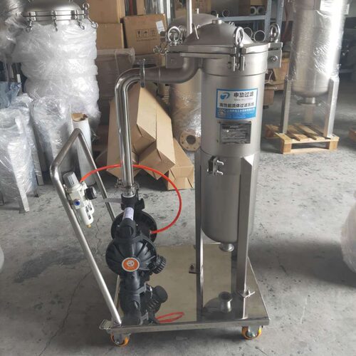 小推车移动袋式过滤器 涂料、油墨胶水灌装前置颗粒杂质过滤机
