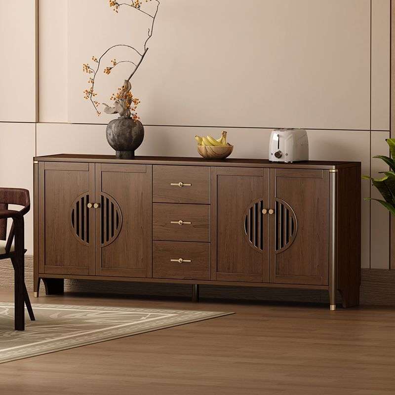 2025新中式实木餐边柜酒柜一体简约靠墙家用厨房多功能客厅储物g^