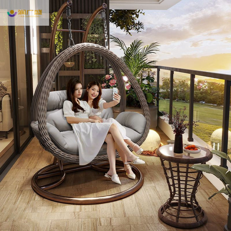 网红双人吊椅摇篮椅阳台吊篮室内秋千吊兰椅户外家用吊篮藤椅摇椅
