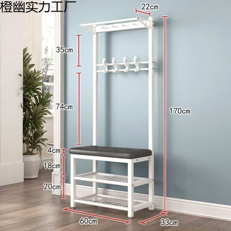 换鞋家用简易多功能卧室衣帽架玄关一体置物架落地立式门口鞋架的