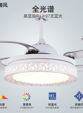 36/42寸风扇灯现代简约鸟巢客厅吊扇灯家用餐厅卧室led电扇灯具