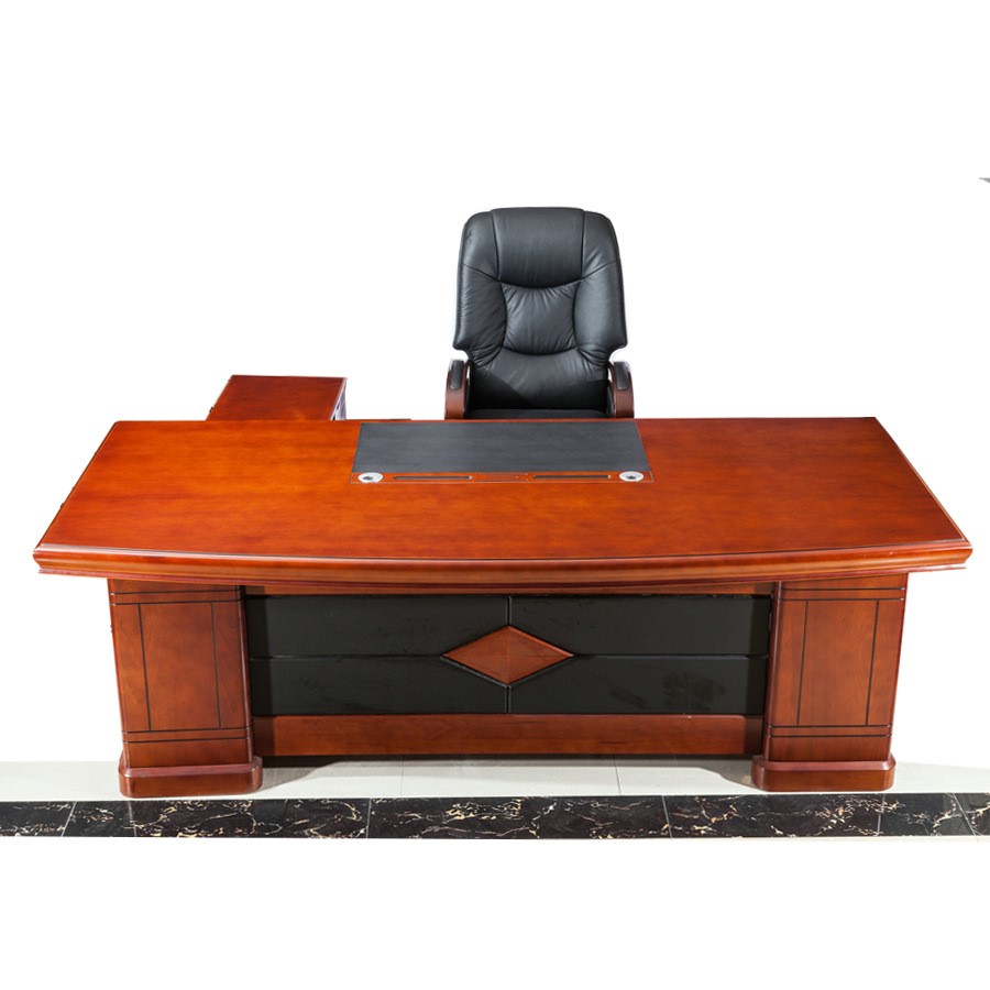 中式桌贴实木皮班台办公室大班桌经理主管桌办公家具A-14弧边