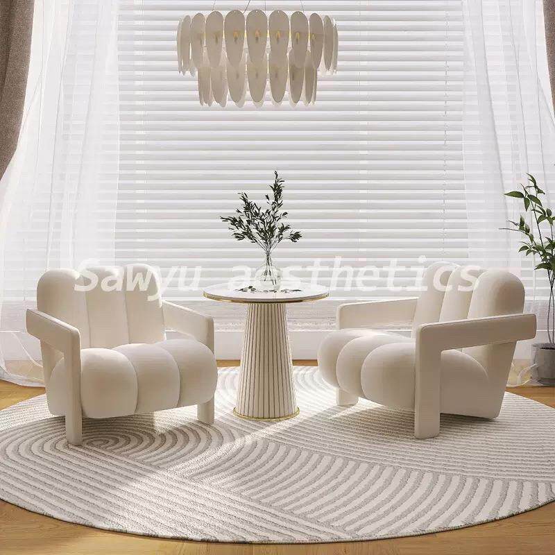 奶油风沙发单椅设计师单人网红现代简约休闲懒人异形椅子客厅