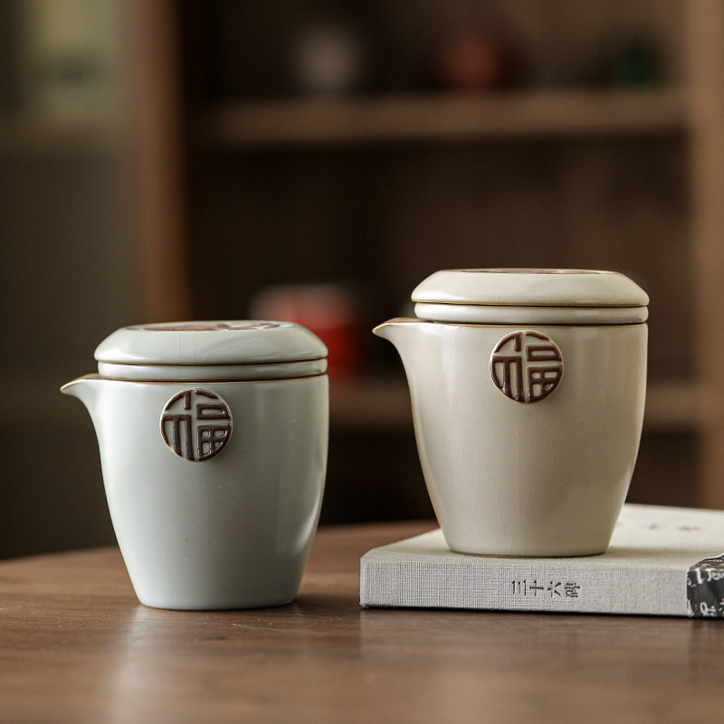 汝窑旅行茶具户外简约便携式一壶四杯功夫快客杯陶瓷茶具小套装