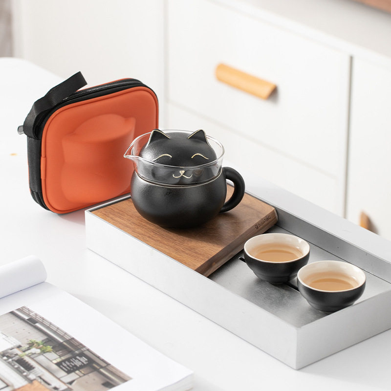便携式旅行茶具小套装户外精致女士可爱泡茶壶茶杯简易露营快客杯