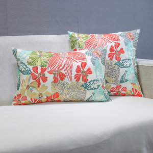 植物花卉沙发抱枕郁姹紫嫣红刺绣花朵靠垫靠枕简约客厅床头腰枕套
