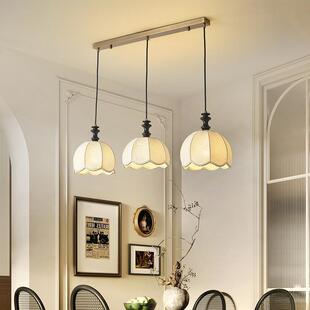 法式复古风餐厅灯卧室布艺印花田园吊灯设计师咖啡厅民宿吧台吊灯