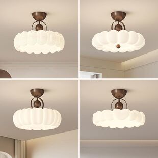 法式卧室吸顶灯中古奶油风主卧公主房灯具简约羽毛灯设计师书房灯