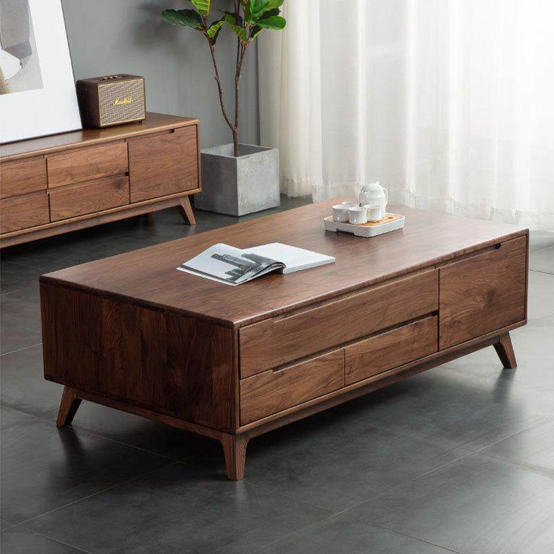 北美黑胡桃木茶几实木茶桌小户型客厅简约电视柜边几组合实木储物