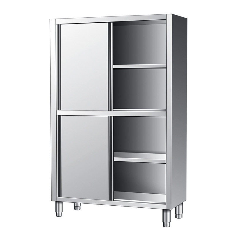 四门碗柜商用不锈钢储物柜304碗柜立式推拉门不锈钢保洁柜收纳柜