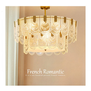 法式客厅玻璃吊灯复古餐厅卧室灯后现代轻奢意式水晶高档全铜灯具