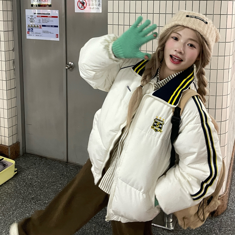 实拍2025年新款棉服女冬季复古宽松oversize学院风休闲百搭外套