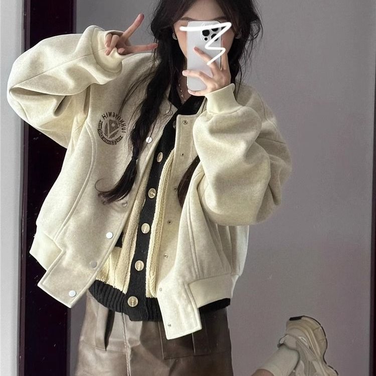美式棒球服外套女春秋2024新款爆款早秋季小个子休闲短款夹克上衣