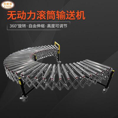 辊筒输送机卸货滑梯镀锌滚筒无动力传送带仓库装卸货伸缩滚筒输送