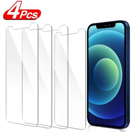 4Pcs Protective glass on For iPhone 14 13 12 11 Pro Max XS X