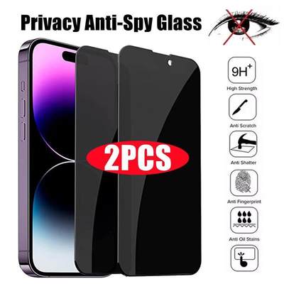 2PCS Privacy Screen Protector for IPhone 15 14 11 12 13 Pro Max XS MAX XR X 78plus Anti-spy Glass