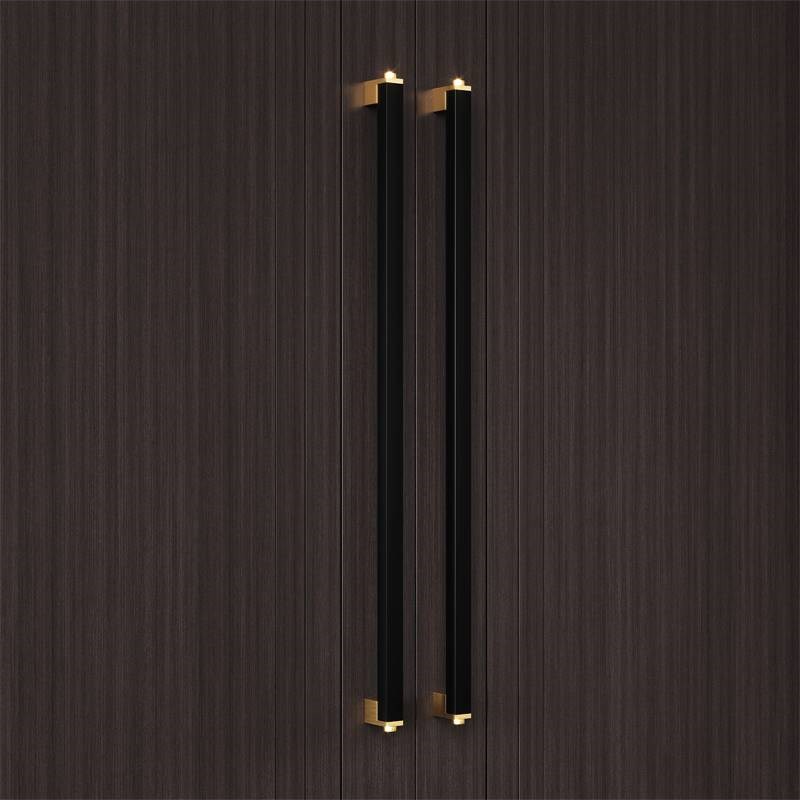 现代高端实木有无框玻q璃大门拉手酒店会议室包厢门把手对装金黑