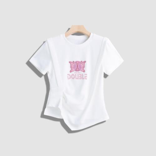 白色短袖t恤女夏薄款高级感2026新款重工刺绣爆款收腰上衣-Y10308