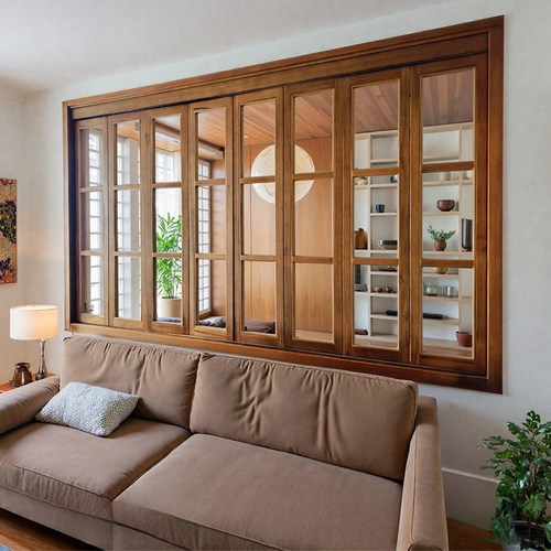 实木左右折叠窗推拉窗室内窗定制厨房窗吧台长虹玻璃窗上下提拉窗