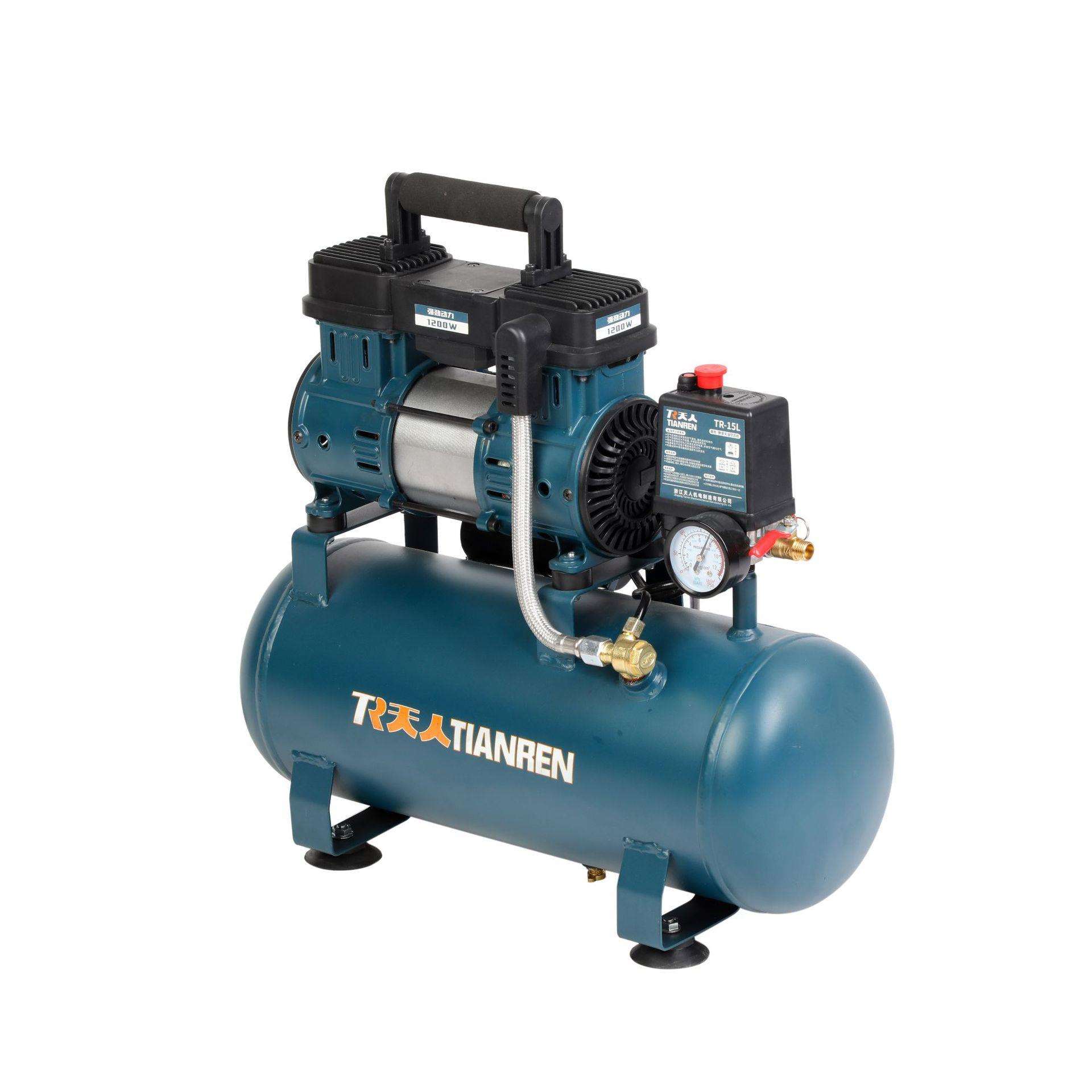 厂家直供天人制造家用工地小型空压机 无油静音活塞式 汽修空压机