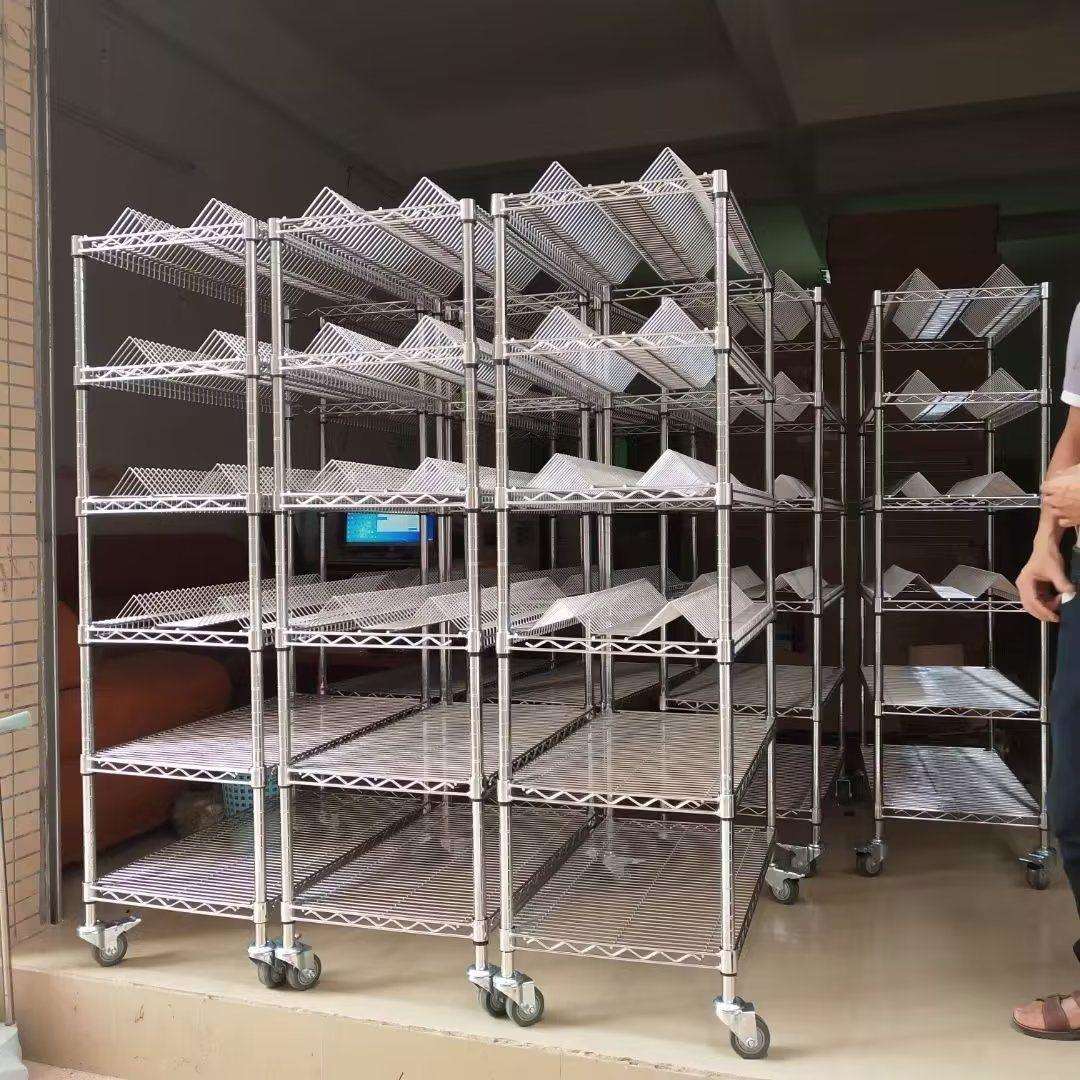 SMT物料车电阻电容架镀铬货架防静电料盘车线网可调节周转手推车