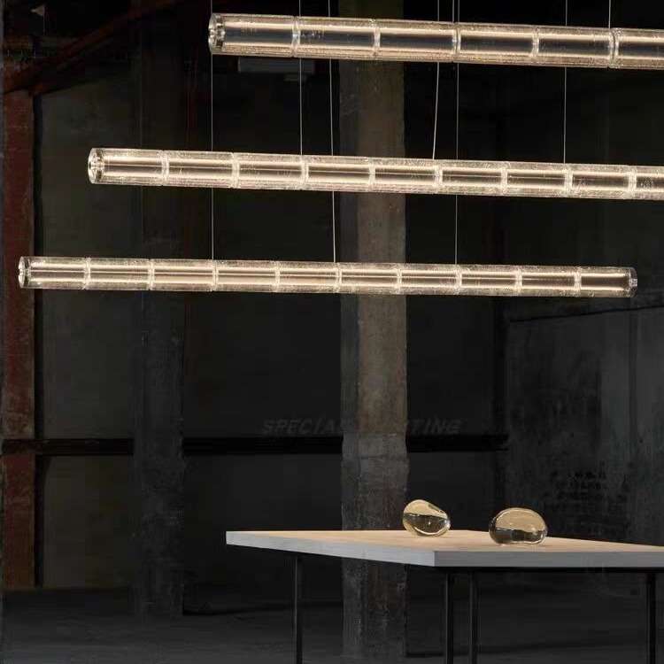 意大利floss设计师餐厅玻璃灯极简一字长条书房吧台岛台led吊灯