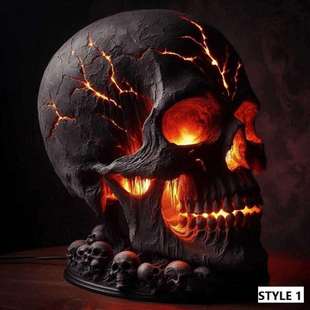 Skull Stone Lam万圣节熔岩石骷髅灯树脂摆件工艺品 Lava 跨境新品