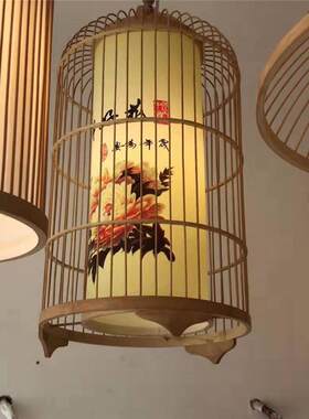 中式小吊灯餐厅茶室饭店装饰竹编灯欧式乡村风格竹编吊灯工厂直销