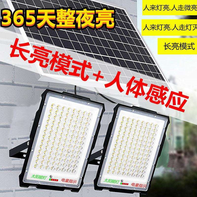 太阳能 庭院灯人体感应投光灯室内户外路灯自动亮防水亮一拖二