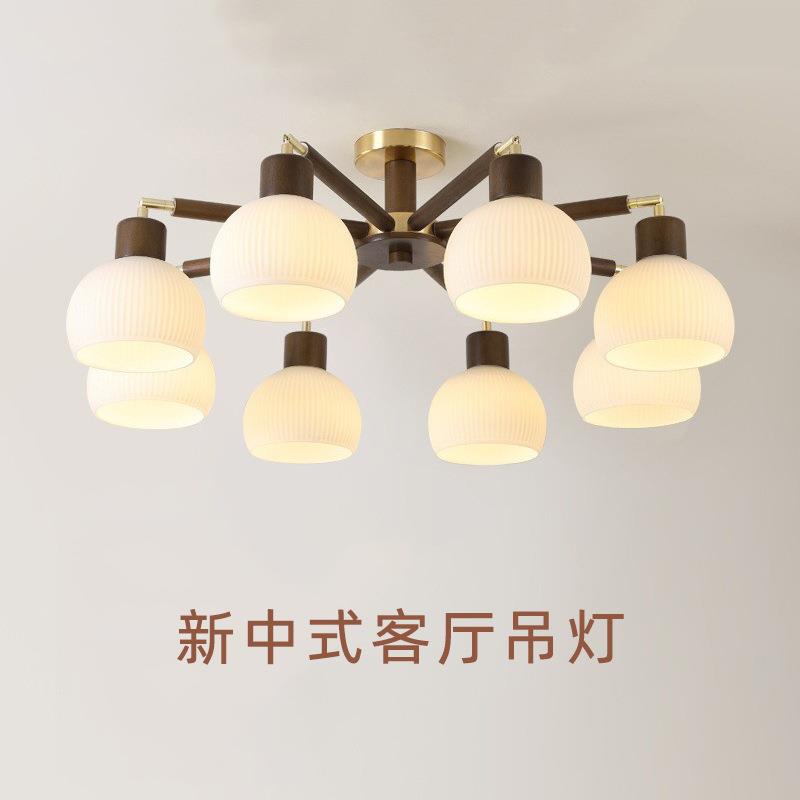 新中式吊灯实木客厅灯大厅主吊灯木质饭厅餐厅灯中国风古典茶楼灯